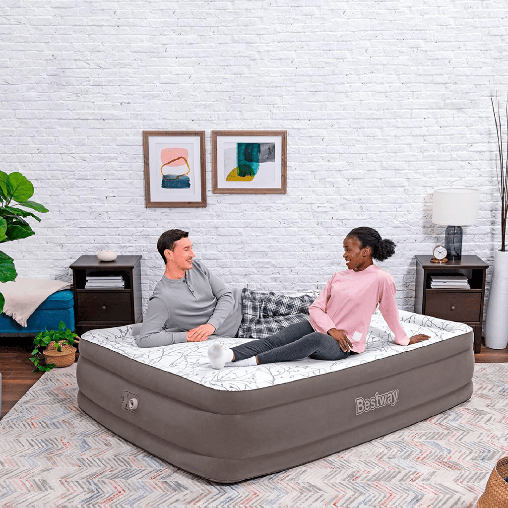 Colchón Inflable Queen con Bomba Aire AC Bestway Tritech Cushify Top 2.03m x 1.52m x 46cm