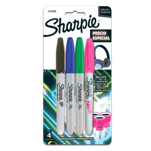 [N2102506] Marcadores Sharpie Neon Surtidos Tx4